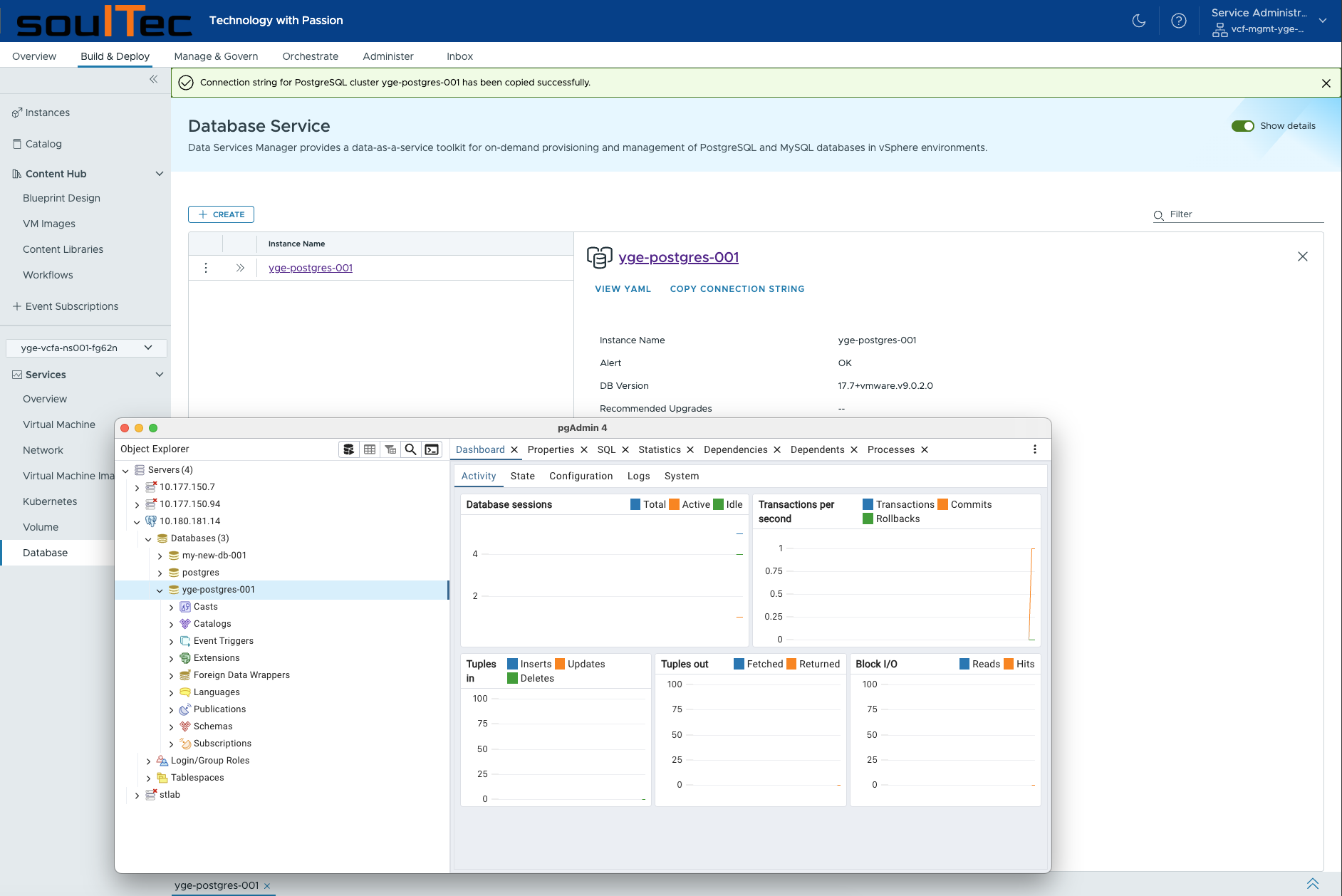 pgAdmin connection to DSM database