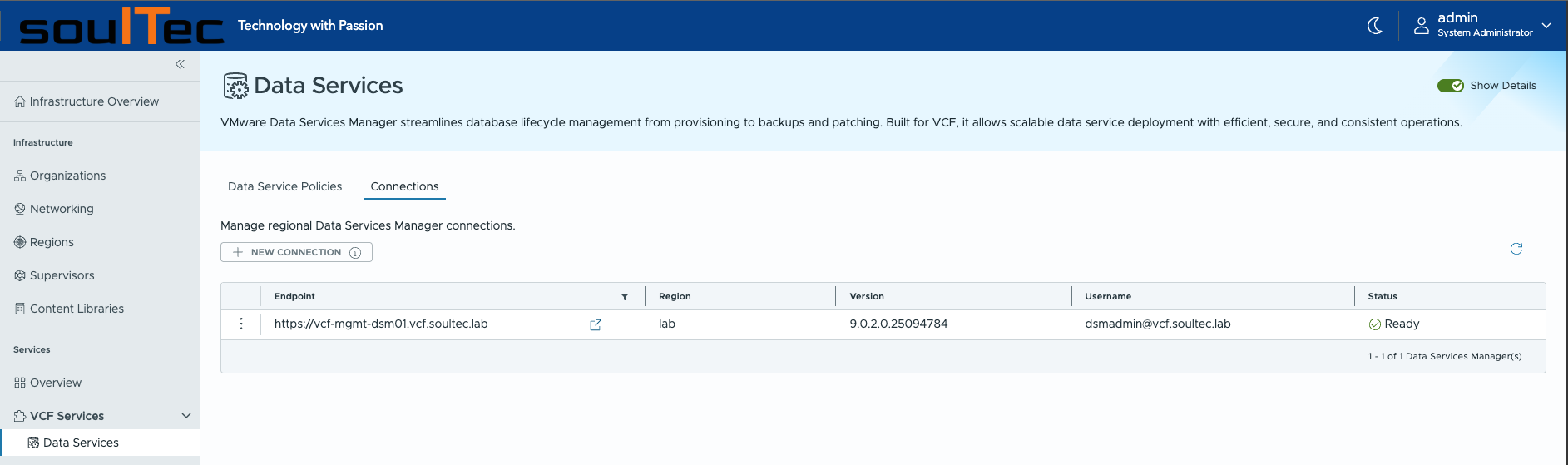 VCFA DSM new connection